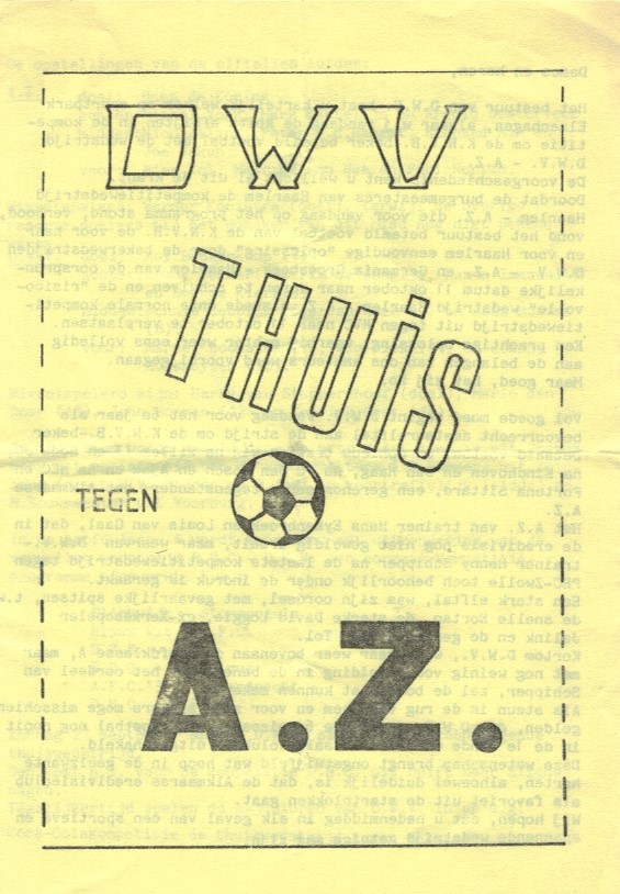 AZ Programma 20-sep-1987 DWV uit beker